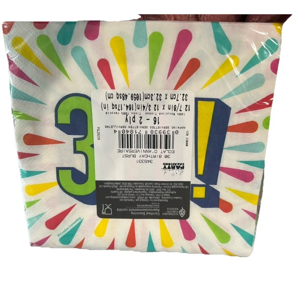 Birthday Burst 30th Birthday Paper Napkins 16 Pack 30th Tableware Party Creation